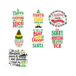 Buddy The Elf Movie Quotes 7 PREMIUM SVG Christmas Holiday Editable Graphics Instant Download, Create, Print Files for T