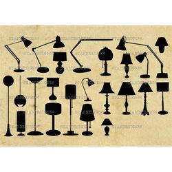 Digital SVG PNG JPG Table Lamps, silhouette, vector, clipart, instant download