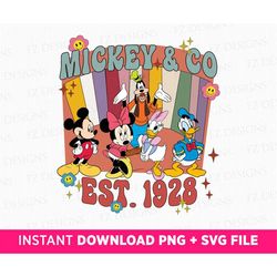Retro Mouse and Friends Svg, Est. 1928 Svg, Best Friends Svg, Family Vacation 2023 Svg, Vacay Mode Svg, Png File For Sub