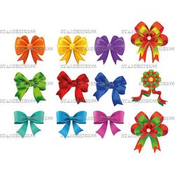 Digital EPS PNG Bows, ribbon, vector, clipart, template, instant download