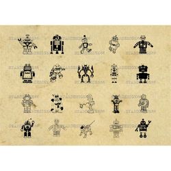 Digital SVG PNG JPG robot, droid, lovebot, alien, robot monogram, space, silhouette, vector, clipart, instant download
