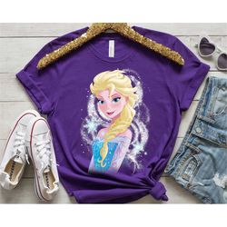 Disney Frozen Elsa Snowflake Swirls Graphic T-Shirt , Disneyland Family Trip Matching Shirt Unisex Adult T-shirt Kid Tee