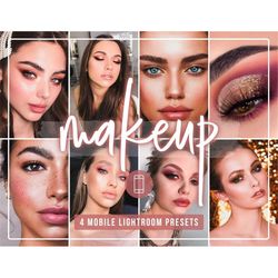 4 Makeup presets | Portrait presets for Lightroom Mobile | Beauty presets | Selfie presets