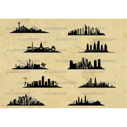 Digital SVG PNG jpg American Cities, skylines, USA, landscape, united states, city scape, clipart, vector, silhouette, i