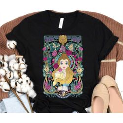 Disney Beauty And The Beast Belle Surrounded Graphic T-shirt, Disneyland Epcot Family Vacation Trip Shirts, Magic Kingdo