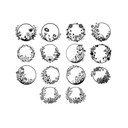 FLORAL CIRCLE SVG, Floral Circle  Svg Cut Files For Cricut, Floral Circle Clipart, Rose Circle Svg
