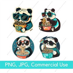 4 Characters Panda PNG, Funny Panda, PNG, Image file, Panda Cartoon, Cool, Sublimation Designs, Digital Download