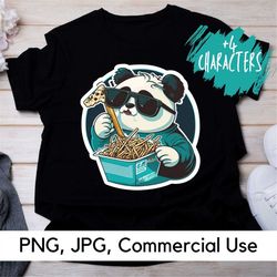 Cute Panda PNG, 4 Characteristic of Cool Panda, PNG, Image file, Panda Cartoon, Sublimation Designs, Digital Download
