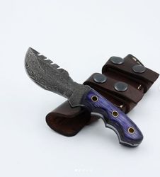 Full Tang Tracker Hunting Knife , Custom Made Hand Made Damascus Steel Tracker Knife