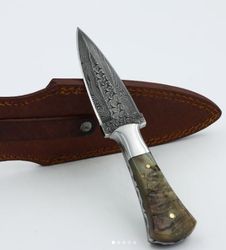 full tang dagger knife , custom hand made damascus steel hunting dagger knife