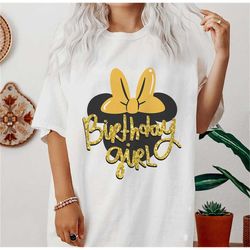 Disney Minnie Mouse Birthday Girl Gold Colorpop T-Shirt, Mickey and Friends, Disneyland Epcot Family Vacation Matching B