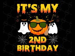 Halloween Birthday It's My 2nd Birthday Png, Fall Birthday Party, Thanksgiving Birthday Png, Pupmkin Fall Kids PNG Digit