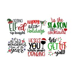 Christmas Drink Sayings Svg, Christmas Svg Bundle, Elf Svg, Christmas Cut Files, Wine Svg, Drinking Svg, Cricut Files