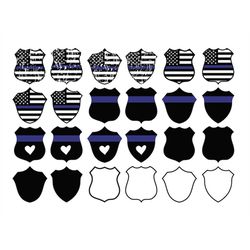 POLICE BADGE SVG, Police badge clipart, Police badge cut files for Cricut, American Flag Svg, Thin Blue Line Svg