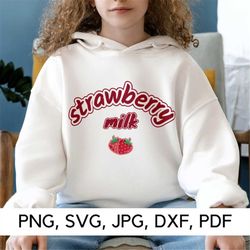 Strawberry Milk svg, Sweet berry svg, PNG, SVG, Kawaii Strawberry, Milk svg, Strawberry svg, Berry milk, Digital Downloa
