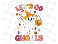Let's Go Ghouls Svg, Ghost With Flowers Halloween Svg, Halloween Boo Svg, Pumpkin patch Cut File, Halloween Clipart Cut
