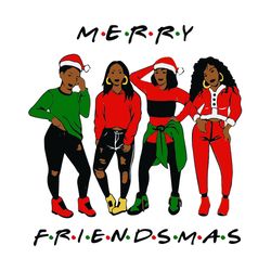 Afro Girls Merry Friendsmas Christmas Png, Black Girl Merry Christmas PNG, Black Girl Magic Png, Afro Christmas, Afro Wo