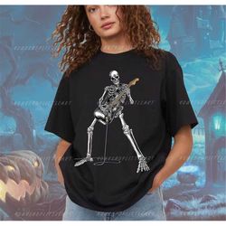 Happy Skeleton Guitar Guy Spooky Halloween Rock Band Concert t-shirt sweatshirt,Halloween Costume Skeleton Sweatshirt, F