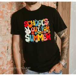 Retro Groovy Schools Out For Summer Graduation Teacher Kids tshirt, Last Day Of School Tee, Teacher Summer Tshirt,Classm