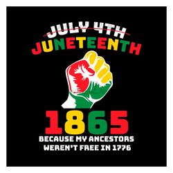 Juneteenth 1865 Because My Ancestors Were Not Free In 1776 Svg, Juneteen Day Svg, Fist 1865 Svg, Black King Svg, Black H