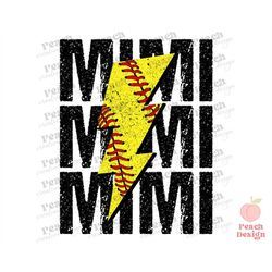 Softball Mimi PNG, Sports Mama Png, Softball Mama Png, Grandma Png, Softball PNG, Distressed Lightning Bolt Mom Png, Dig