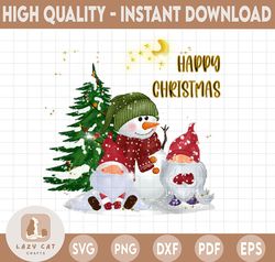 Happy Christmas Gnome Clipart PNG, Christmas PNG, Holly Snowman, Santa Pudding Gnome,s hand drawn, watercolor instant