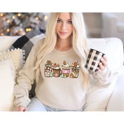 Gingerbread Christmas Coffee Sweatshirt, Christmas coffee Sweatshirt, women Holiday sweater, Xmas Tee,Coffee Lover gift,