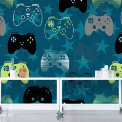 Gaming wallpaper for playroom Games Wallpaper mural Joysticks-gaming art