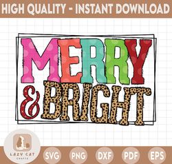 Merry and Bright PNG, Christmas Png, Merry Christmas Sublimation Design Downloads