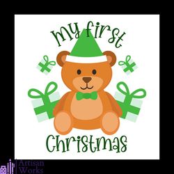 My First Christmas With Cute Bear Svg, Christmas Svg, First Christmas Svg