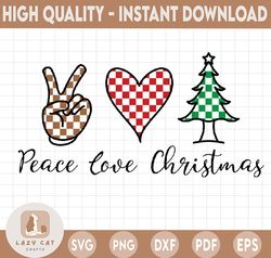 Peace Love Christmas SVG, Christmas Tree SVG, Christmas Design Svg, Brushstroke, Christmas Svg PNG Dxf Digital Download