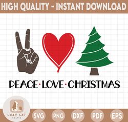 Peace Love Christmas SVG, Christmas Tree SVG, Christmas Tree svg, buffalo plaid Christmas svg for cricut and silhouette