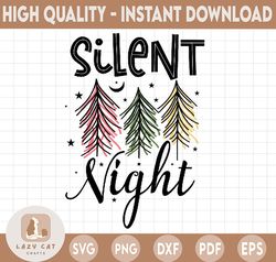 Silent Night PNG File, Christmas png, Christmas Tree, Santa png, Instant download, Printable, Christmas decoration Digit
