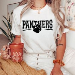 Panthers SVG PNG DXF, Distressed Panther Paw Shirt Sublimation Design, Game Day College Mascot Cut File, Dtf Dtg Transfe