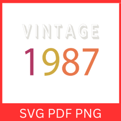 Vintage 1987 Retro Svg | VINTAGE 1987 SVG DESIGN | Vintage 1987 Sublimation Designs | Printable Art | Digital Download
