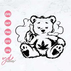 smoking bear svg | cannabis bear svg | weed cut file | cannabis svg | weed svg | cannabis clipart | weed clipart |cannab