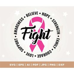 Fight Cancer Svg, Crush cancer svg, Tough girls fight strong svg, Wear Pink Svg, Breast cancer Svg, Cancer Awareness Svg