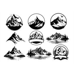 mountain svg bundle, mountain clipart, mountain svg cut files for cricut, mountain silhouette svg - sentinentwalker