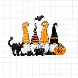 Three Gnomes Halloween Png, Gnomes Witch Halloween Png, Gnomes Black Cat Pumpkin Halloween Png, Kids Halloween Png
