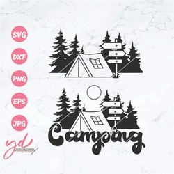 Camping Svg | Happy Camper Svg | Camping Scene Svg | Camping Tent Svg | Woods Wilderness Outdoors Forest Svg | Camping C
