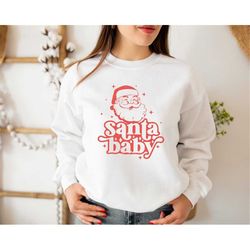 retro santa baby sweatshirt, unisex christmas sweatshirt, funny christmas tee, holiday shirt, christmas sweatshirt