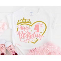 Fourth Birthday SVG PNG PDF , 4th Birthday Svg, Birthday Svg, Fourth Birthday Princess Svg, My 4th Birthday Svg, It's My