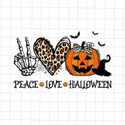 Peace Love Halloween Png, Pumpkin Leopard Heart Halloween Png, Peace Halloween Png, Quote Halloween Png