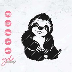 Cute Sloth Sitting Svg Png | Cute Sloth Svg | Sloth Svg | Baby Sloth Svg | Zoo Animals Svg | Cute Sloth Png Clipart Cutt