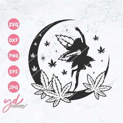 weed fairy 2 svg png | weed svg | cannabis fairy on the moon svg | smoking marijuana joint svg | moon fairy svg | weed m