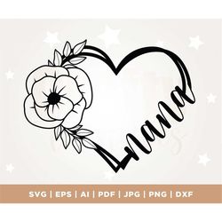 Nana Flower Heart, Floral, Cricut, Png, Svg, sublimation, Instant Digital Download, Gift Idea, cut file, cricut, floral