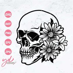 Skull Svg | Floral Skull Svg | Flower Skull Svg | Flower Skull Clip Art | Skull With Flowers | Skull Vector |skull Flowe