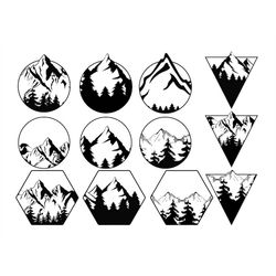GEOMETRIC MOUNTAINS SVG, Geometric Mountains Clipart, Geometric Mountains Svg Cut files for Cricut