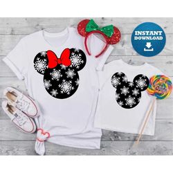 Mickey and Minnie heads with Snowflakes SVG, Mickey's Very Merry Christmas Party, ,  svg, dxf, eps, png digital download