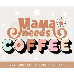 Mama Needs Coffee, Iced Coffee, SVG, Tshirt Design, coffee love, Trendy, Mama, Mom, Boy, Girl, Funny, Life, Coffee Lover